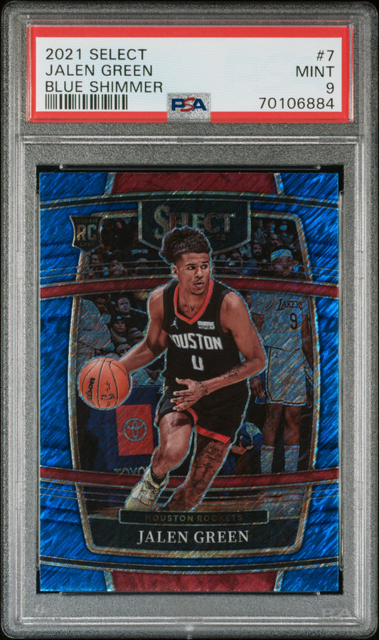 Jalen Green Rockets 2021 Panini Select Blue Shimmer Rookie Card #7 PSA 9 Mint
