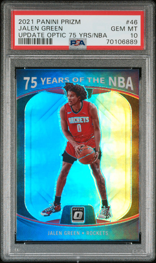 Jalen Green Rockets 2021 Panini Prizm 75 Years of the NBA Rookie Card #46 PSA 10