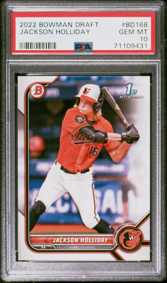 Jackson Holliday Orioles 2022 Bowman Draft Rookie Card BD-168 PSA 10 Gem Mint