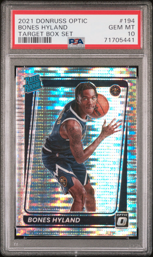 Bones Hyland Nuggets 2021-22 Donruss Optic Pulsar Prizm Rookie Card #194 PSA 10