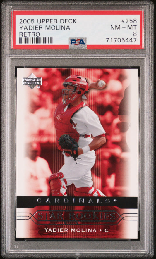 Yadier Molina Cardinals 2005 Upper Deck Star Rookies Retro Card #258 PSA 8 NM-MT