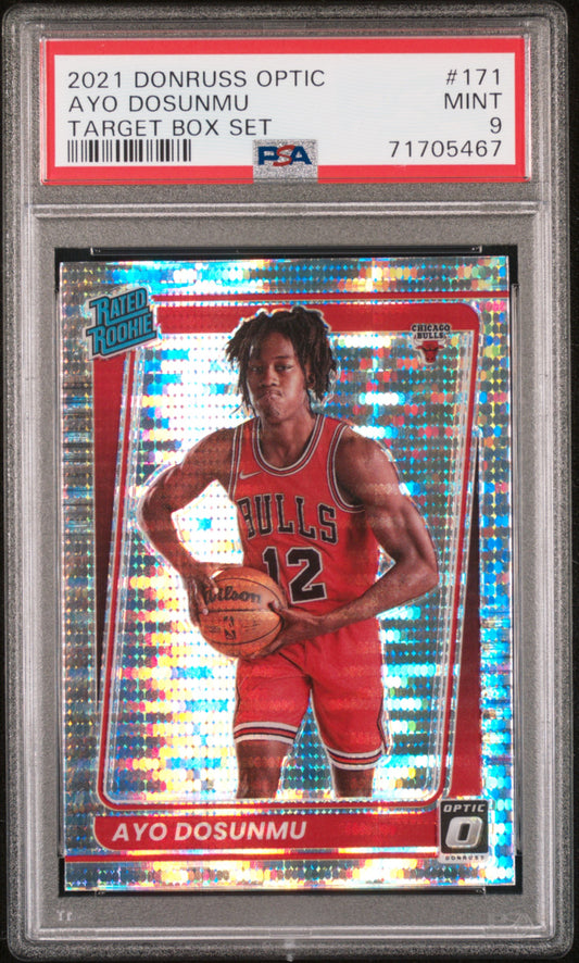 Ayo Dosunmu Chicago Bulls 2021 Donruss Optic Pulsar Prizm Rookie Card #171 PSA 9