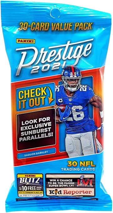 2021 Panini Prestige Football Trading Card 30-Card Value Pack - Sunburst