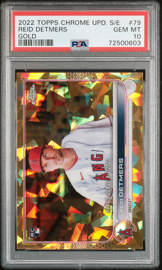 Reid Detmers 2022 Topps Chrome Update Sapphire Gold Rookie Card /50 #79 PSA 10