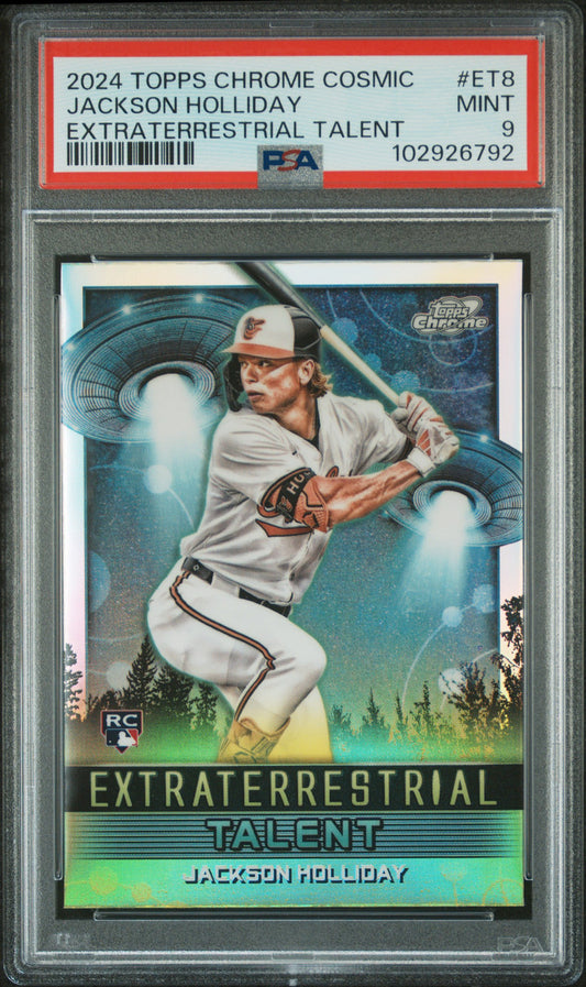 Jackson Holliday Orioles 2024 Topps Chrome Cosmic Extraterrestrial Talent PSA 9