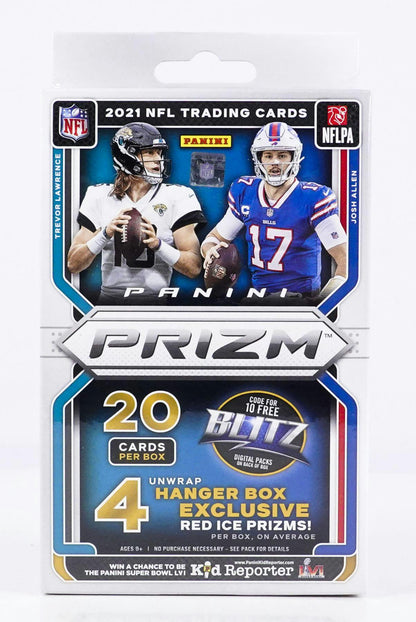 2021 Panini Prizm Football Trading Cards Hanger Box - Red Ice Prizm
