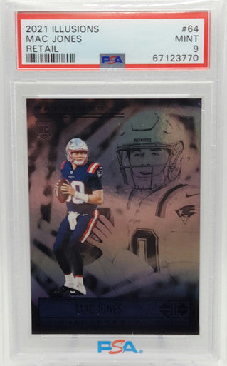 Mac Jones Patriots 2021 Panini Illusions Retail Rookie Card #64 PSA 9 Mint
