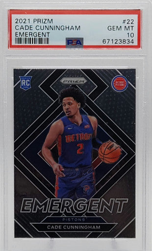 Cade Cunningham Pistons 2021-22 Panini Prizm Emergent Rookie Card #22 PSA 10