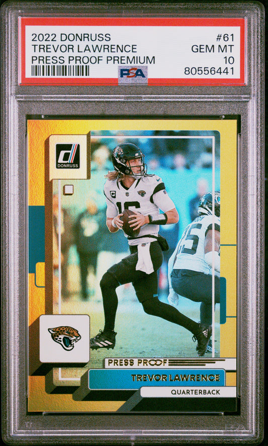 Trevor Lawrence Jaguars 2022 Donruss Press Proof Premium Card #61 PSA 10