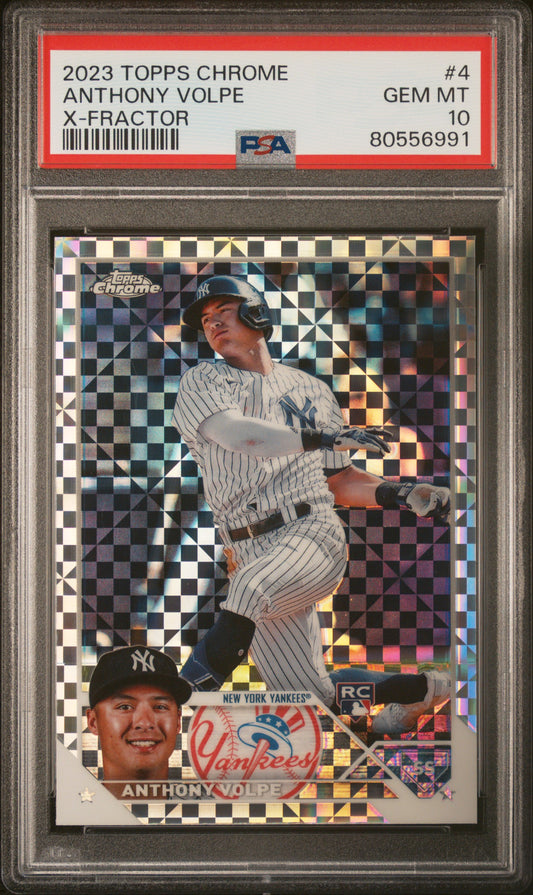 Anthony Volpe Yankees 2023 Topps Chrome X Fractor Rookie Card PSA 10 Gem Mint