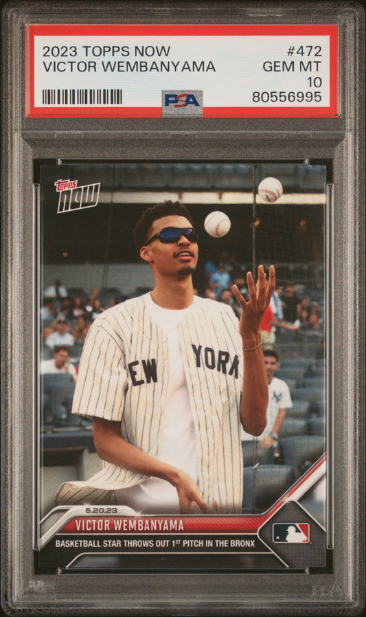 Victor Wembanyama 2023 Topps Now #472 Yankees 1st Pitch Rookie Card PSA 10 Gem