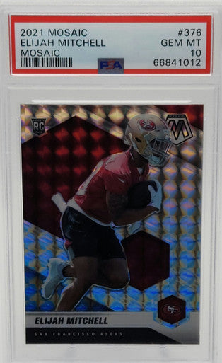 Eli Mitchell 49ers 2021 Panini Mosaic Prizm Rookie Card #376 PSA 10 Gem Mint