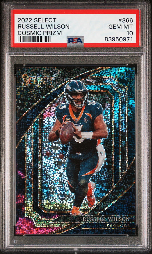 Russell Wilson 2022 Panini Select Suite Level Cosmic Prizm Card #366 PSA 10
