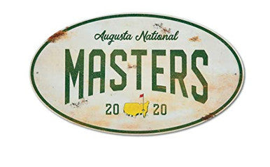 2020 Masters Golf Augusta National Golf Club Vintage Metal Oval Wall Garage Sign