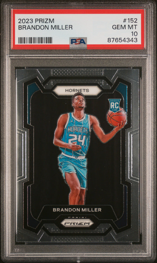 Brandon Miller Hornets 2023 Panini Prizm Rookie Card #152 PSA 10 Gem Mint