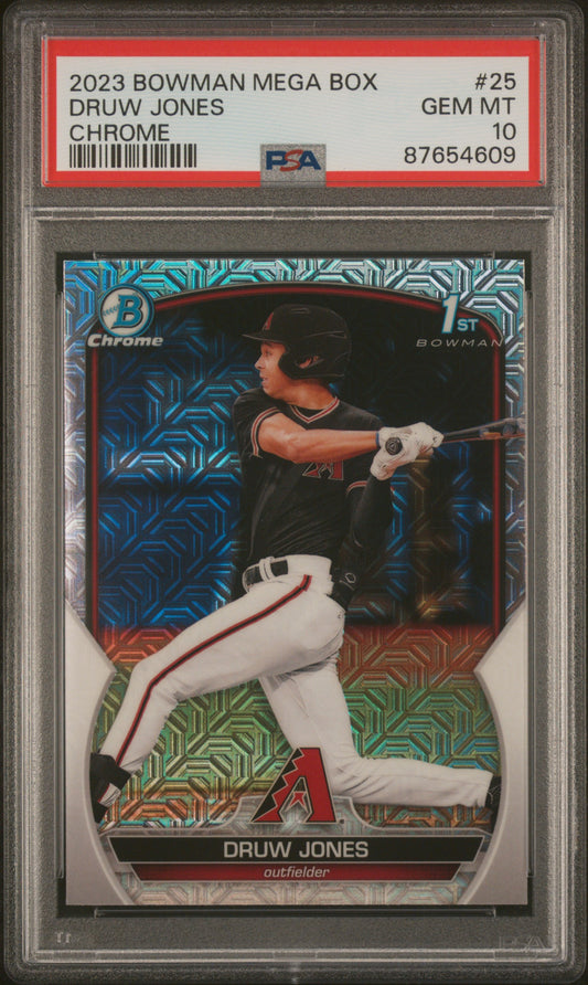 Druw Jones 2023 Bowman Chrome Mega Box Mojo Rookie Card #BCP-25 PSA 10 Gem Mint