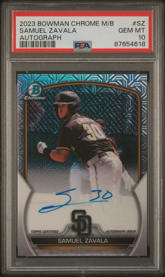 Samuel Zavala 2023 Bowman Chrome Mega Box Mojo Autograph Card #BCMA-SZ PSA 10