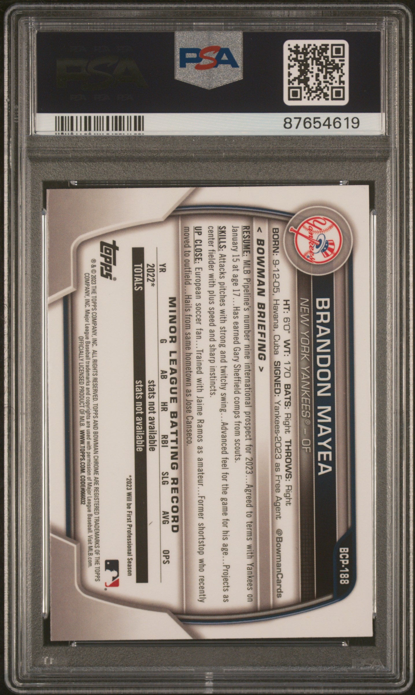 Brandon Mayea 2023 Bowman Chrome Mega Box Mojo Rookie Card #BCP-188 PSA 10