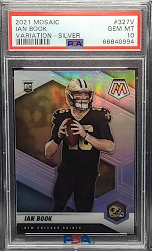 Ian Book Saints 2021 Mosaic Silver Variation Rookie Card #327V PSA 10 Gem Mint