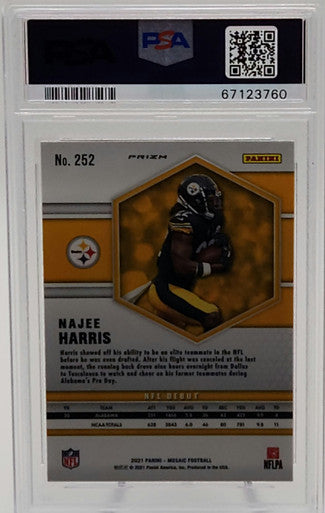 Najee Harris 2021 Mosaic Reactive Orange Prizm Rookie Card #252 PSA 10 Gem Mint