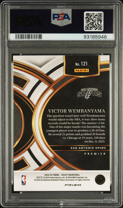 Victor Wembanyama Spurs 2023 Select Blue Prizm Rookie Card #121 PSA 10 Gem Mint