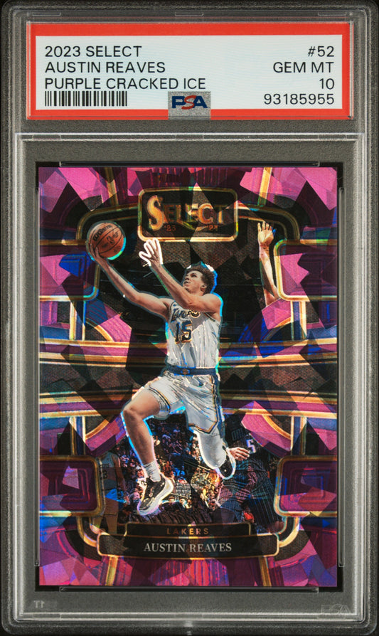 Austin Reaves Lakers 2023 Select Purple Cracked Ice Card /99 PSA 10 Gem Mint