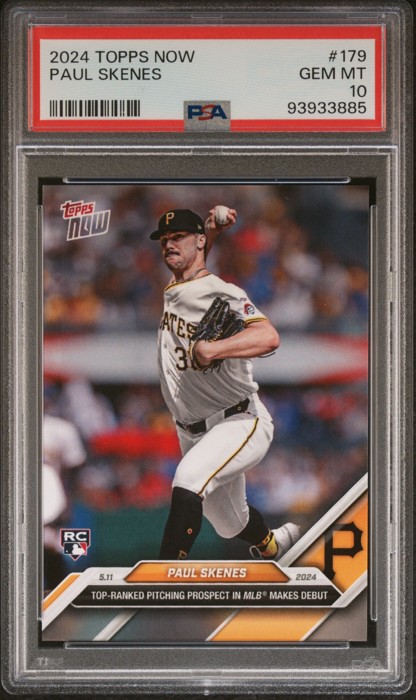Paul Skenes Pirates 2024 Topps Now Major League Debut Rookie Card #179 PSA 10