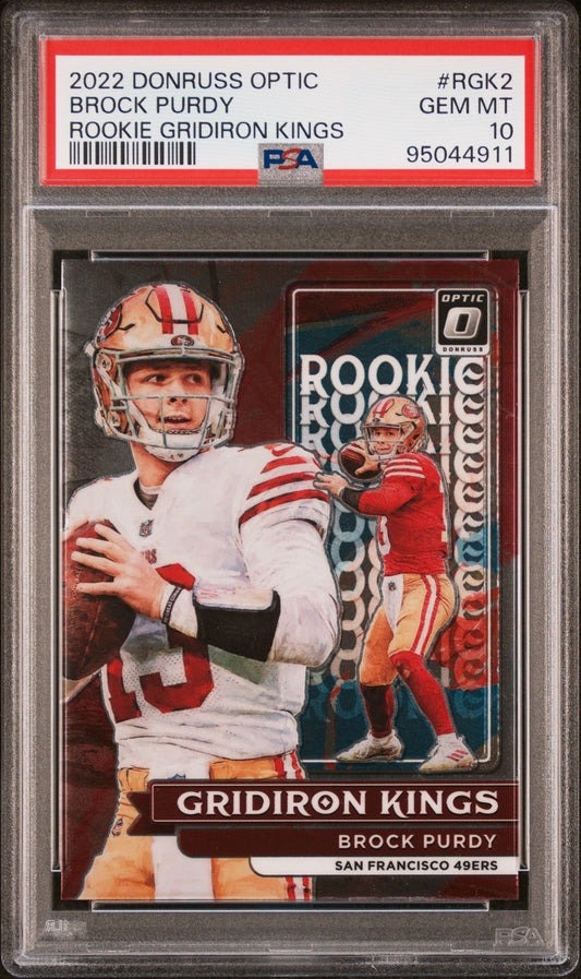 Brock Purdy 49ers 2022 Donruss Optic Rookie Gridiron Kings Card PSA 10 Gem Mint