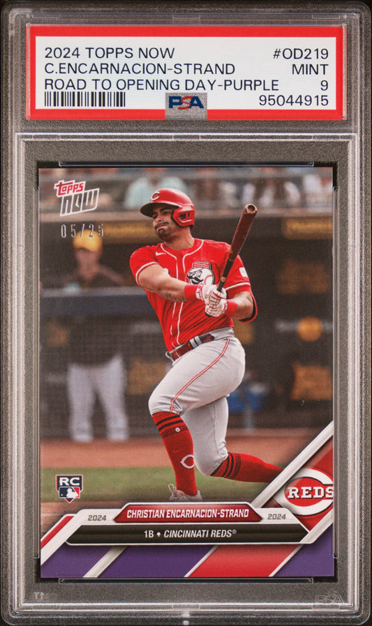 Christian Encarncion-Strand 2024 Topps Road to Opening Day Purple Card /25 PSA 9