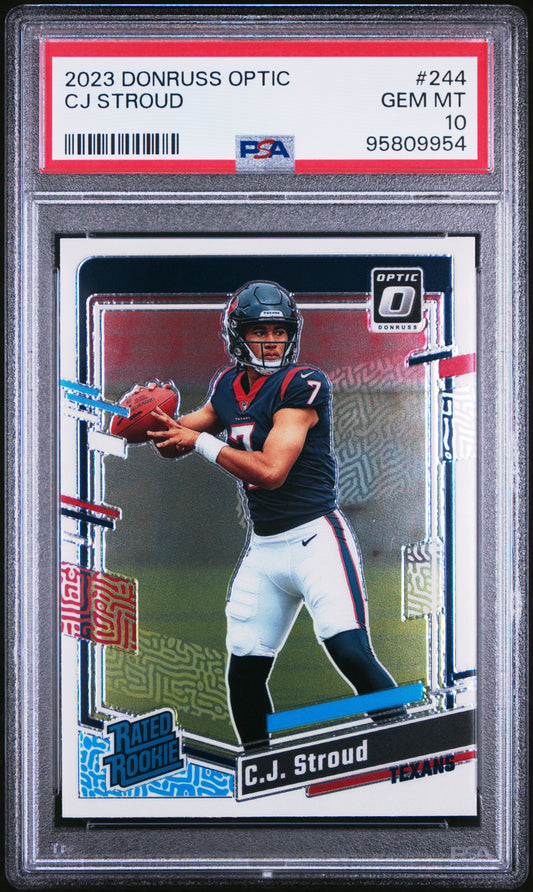 CJ Stroud Texans 2023 Donruss Optic Rated Rookie Card #244 PSA 10 Gem Mint