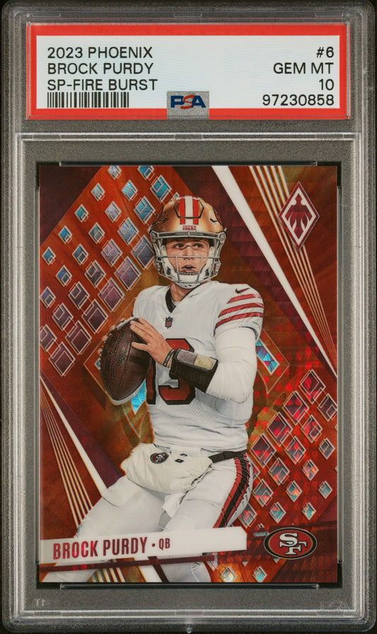 Brock Purdy 49ers 2023 Panini Phoenix Fire Burst SP Card #6 /340 PSA 10 Gem Mint