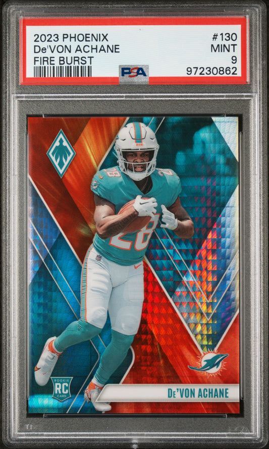 De'Von Achane 2023 Panini Phoenix Fire Burst Rookie Card #130 /340 PSA 9 Mijnt