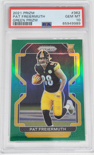 Pat Freiermuth Steelers 2021 Panini Prizm Green Rookie Card #362 PSA 10 Gem Mint