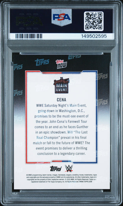 John Cena 2025 Topps Now WWE GOAT Saturday Night's Main Event PSA 10 Gem Mint
