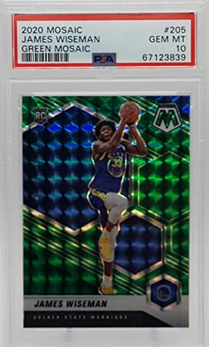 James Wiseman Warriors 2020 Mosaic Green Prizm Rookie Card #205 PSA 10 Gem Mint