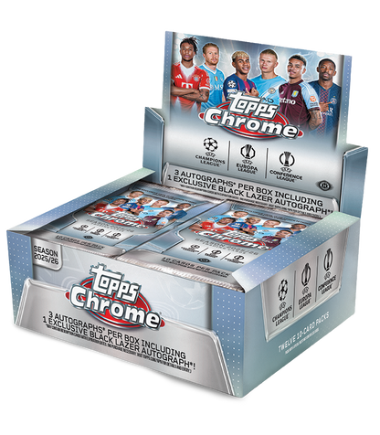2025-26 Topps Chrome Soccer UEFA Club Competitions Trading Card Jumbo Hobby Box