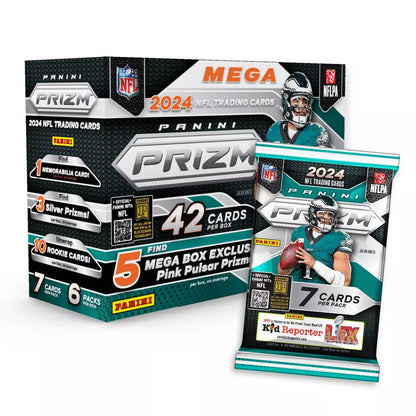 2024 Panini Prizm Football Trading Card Mega Box - Pink Pulsar Prizms