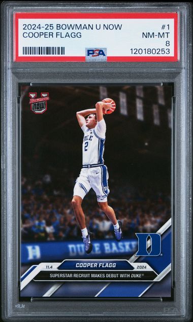 Cooper Flagg Duke Blue Devils 2024 Bowman U Now Debut Card #1 PSA 8 NM-MT