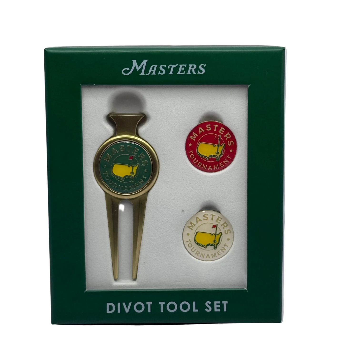 Official Masters Tournament Green, Red, White Ball Marker Divot Tool Repair Set