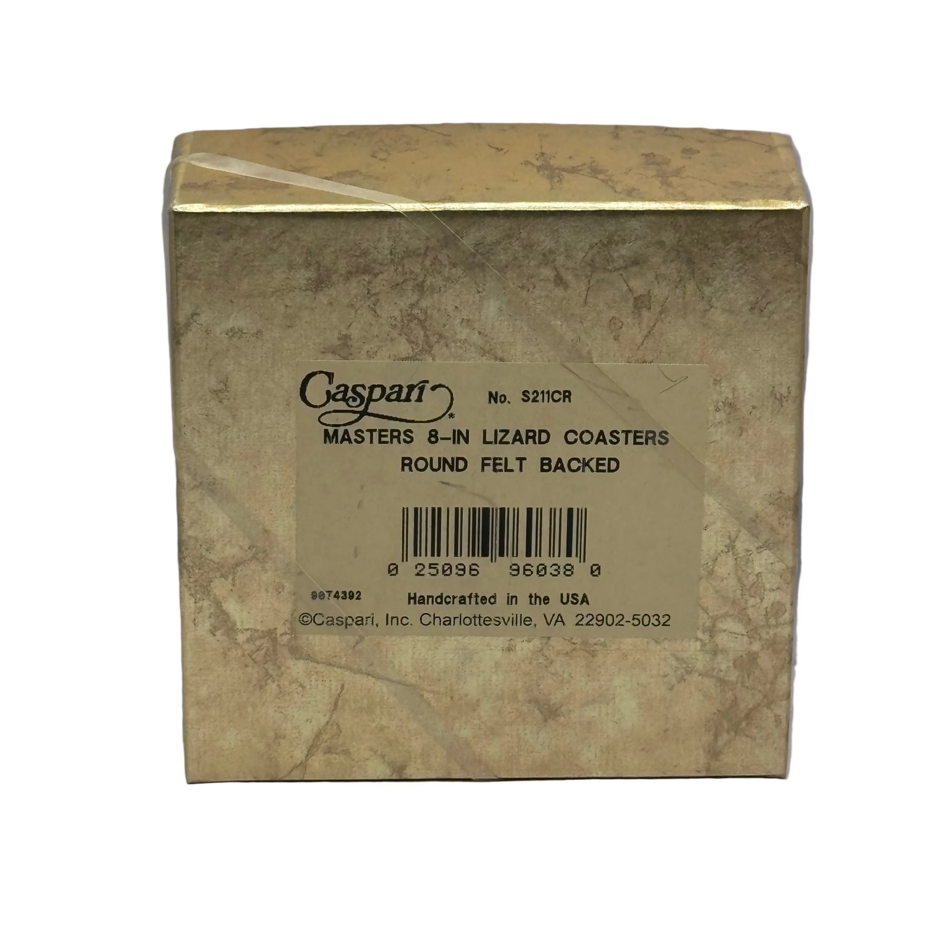 Cardboard box with 'Caspari' branding on a gray background