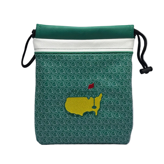 Masters Tournament Embroidered Logo Green Golf Valuables Drawstring Pouch
