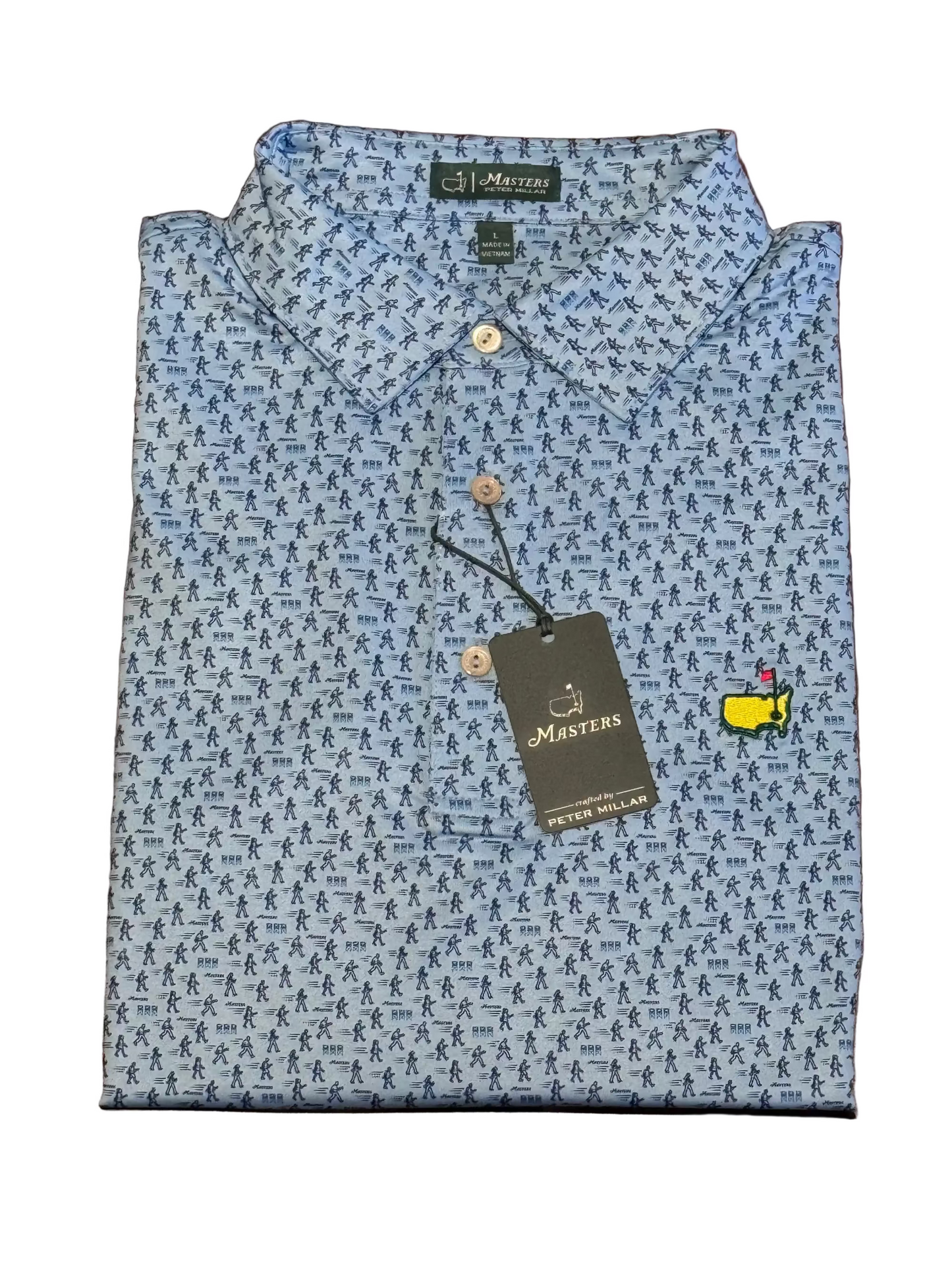 Masters Peter Millar No Running Pattern Performance Golf Polo Shirt - Size Large