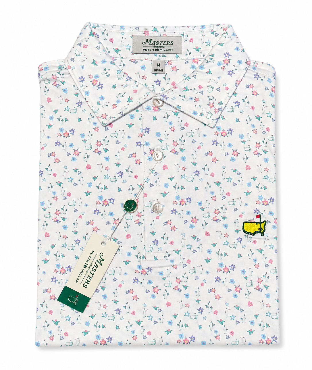 Masters Peter Millar Caddie Floral Performance Golf Polo Shirt - Size Medium