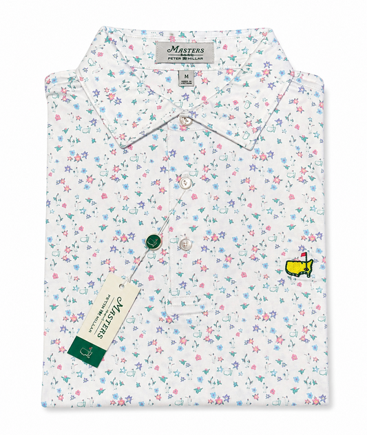 Masters Peter Millar Caddie Floral Performance Golf Polo Shirt - Size Medium