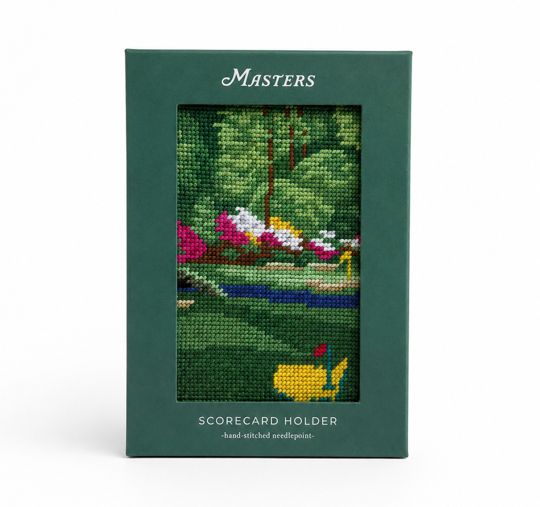 Masters Smathers & Branson Hand-Stitched Needlepoint Leather Scorecard Holder