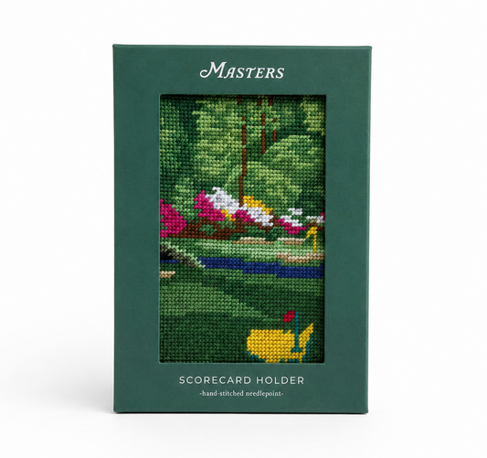 Masters Smathers & Branson Hand-Stitched Needlepoint Leather Scorecard Holder