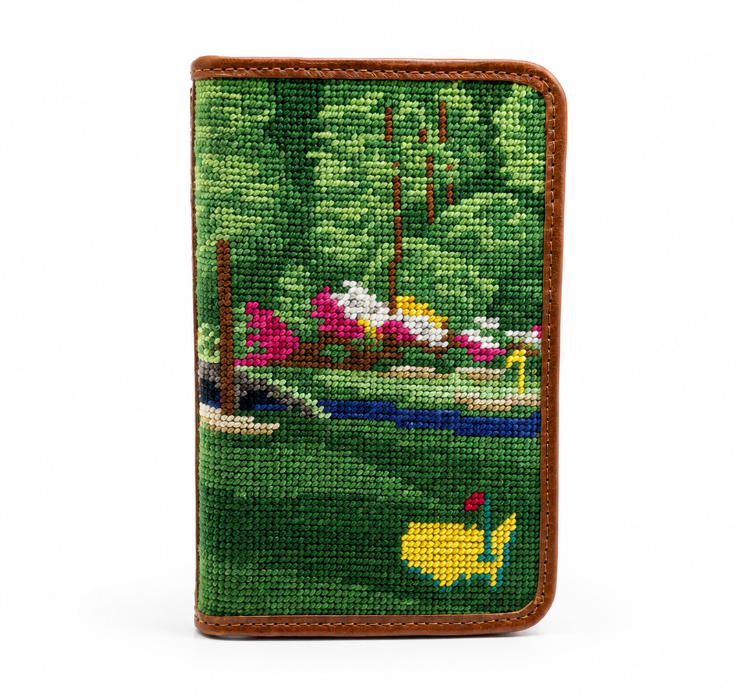 Masters Smathers & Branson Hand-Stitched Needlepoint Leather Scorecard Holder