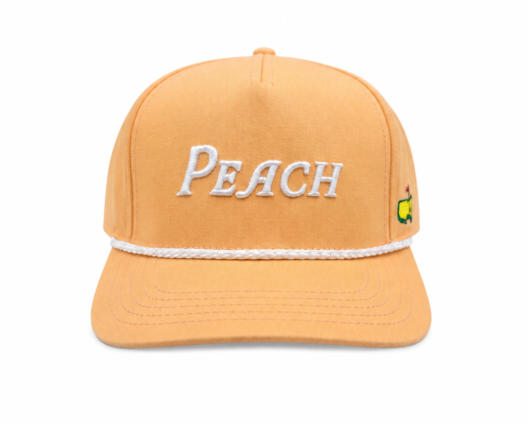 2026 Masters Peach Embroidered Adjustable Snapback Rope Hat - New W/Tags
