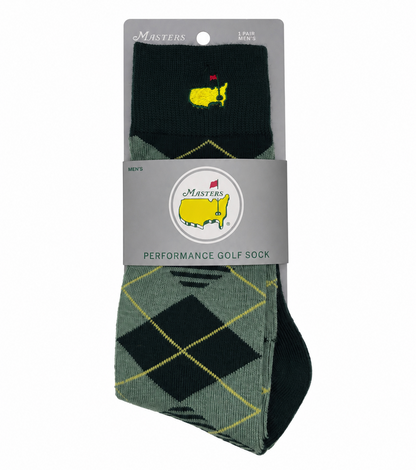 Masters Logo Footjoy ProDry Drysof Performance Green Argyle Dress Golf Socks