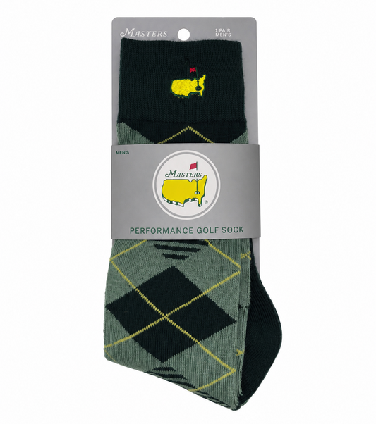 Masters Logo Footjoy ProDry Drysof Performance Green Argyle Dress Golf Socks